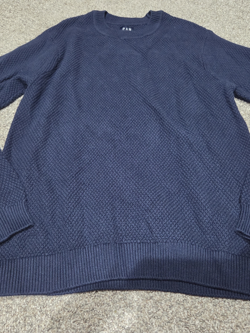 GAP Men's Dark Navy Textured Crewneck Sweater Size Small